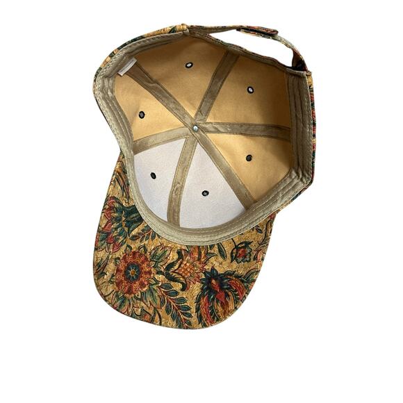 Vintage Paisley Floral Cap Unisex Adjustable Brown Cork Botanical Earthy Retro - Picture 5 of 6